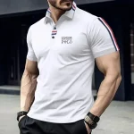 2025 Summer New Men's Flip Collar Short Sleeve Polo Shirt Fashion Printed Sports and Leisure Shirt