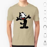 T Shirt Men Women Kids 6xl Vintage Cartoon Animation Kitty Black Cat Vintage Cartoon Cartoon Funny Funny Black Cat Felix Cat