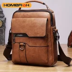 DJB1106 Men's Casual Crossbody Briefcase Backpack Korean Business Vertical Leather Business Flap Solid Color Messenger Bag