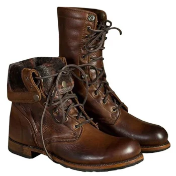 Men Boots Leather Plus Size Knight boots Man Lace Up Men Ankle Boots Brithsh Motorcycle Boots for Men Zapatos De Hombre