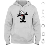 Hoodie Cotton Long Sleeve Vintage Cartoon Animation Kitty Black Cat Vintage Cartoon Cartoon Funny Funny Black Cat Felix Cat