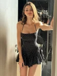 Nibber Polka Dot Print Dress Women Halter Backless Skinny Folds Elegant Temperament Party Fashion Summer Classic Mini Bodycon